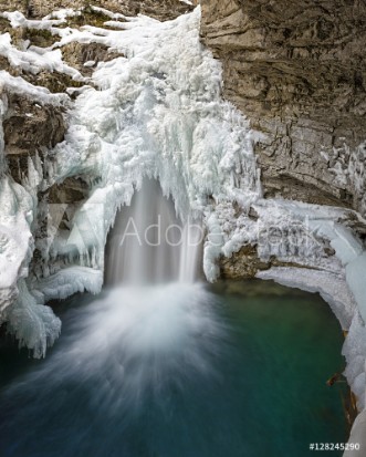 Picture of Johnston Canyon Falls in Banff National Park Alberta Canada in winter